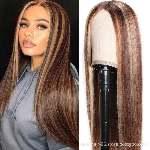Soft Beauty Ombre Brazilian Long Blonde hd Full Virgin Cuticle Aligned for Black Women Human Hair Wigs Lace Front